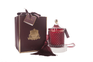Аромасвеча Cote Noire Art Deco «ROSE OUD» красно-золотая, 450г - Фото