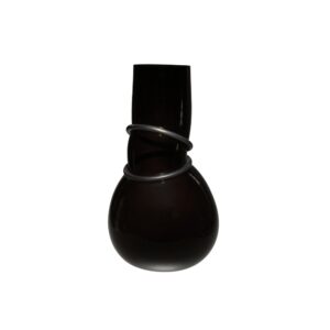 Ваза «DOUBLE RING» скло дуте, чорна, 37 см - Фото