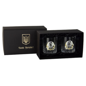Набор бокалов для виски «GENERAL» Boss Crystal, 2 бокала, серебро, золото, хрусталь - Фото