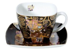 Набор чашка с блюдцем «Klimt» 10 см, 250 мл, черная - Фото