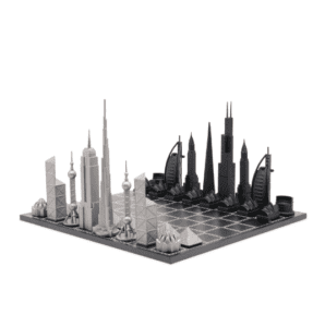 Шахматы из нержавеющей стали «World Icons» с деревянной доской от Skyline Chess (38 х 38 см) - Фото