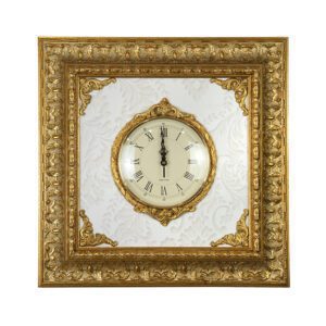 Часы в раме, диаметр 20 см, серебро, 50х50 см, серебро, 50х50 см - Фото