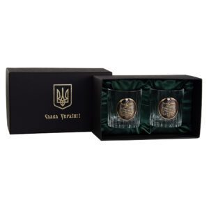 Набір келихів для віскі “Митниця”  Boss Crystal, 2 келиха, платіна, срібло, золото, кришталь - Фото