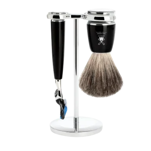 Набор для бритья «RYTMO» бритва под «Gillette® Fusion», помазок из ворса барсука, подставка, металл - Фото