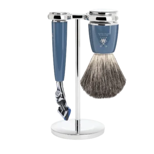 Набор для бритья «RYTMO» бритва под «Gillette® Fusion», помазок из ворса барсука, подставка, металл - Фото