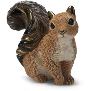 Статуетка “Білка” вулканічна кераміка, золото, платина, емаль, 10х11х8 см - Фото